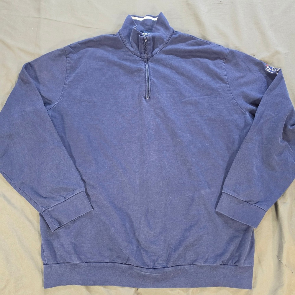 Polo Golf Ralph Lauren Navy Pima Cotton Quarter Zip Pullover XL Hampton Hills